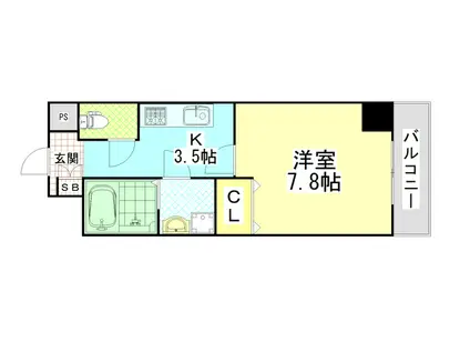ルミエール八尾駅前(1K/5階)の間取り写真