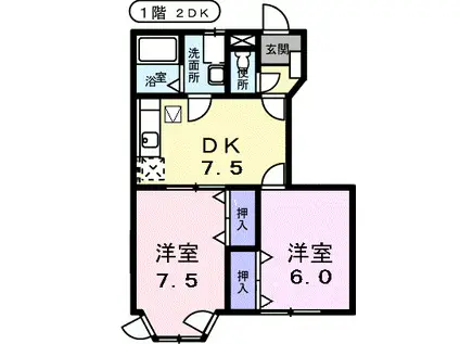 シーパレス南新田(2DK/1階)の間取り写真