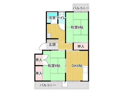 清水マンション(2DK/4階)の間取り写真