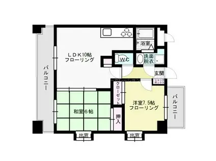 ボンフル薬院(2LDK/10階)の間取り写真