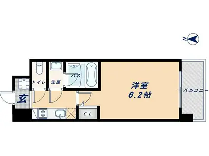スプランディット難波(1K/6階)の間取り写真