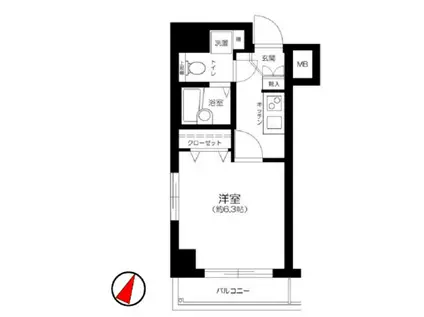 グランド・ガーラ西新宿イースト(1K/2階)の間取り写真