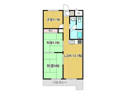 メゾン三田赤坂(3LDK/3階)の間取り写真