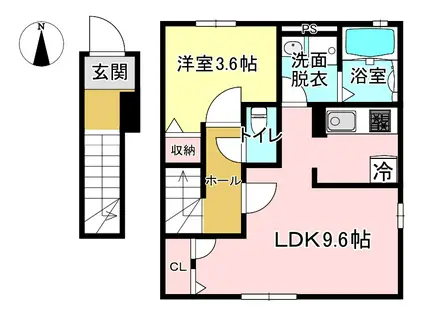 アンルミエール(1LDK/2階)の間取り写真