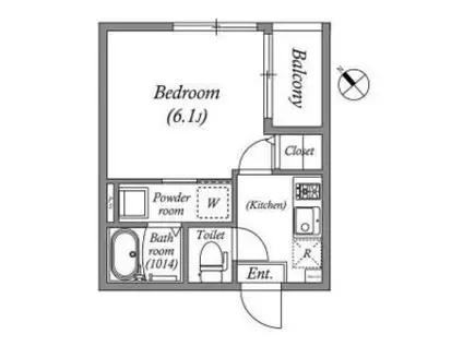 桜ハーモニーテラス(1K/3階)の間取り写真