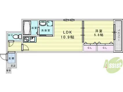フジパレス阪急豊津駅南Ⅰ番館(1LDK/3階)の間取り写真