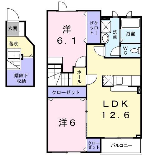 ジュエリーグラン(2LDK/2階)の間取り写真