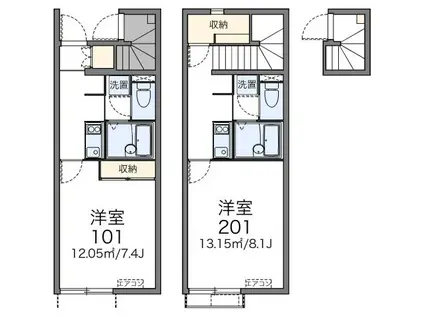 レオネクストリンデンハウス(1K/1階)の間取り写真