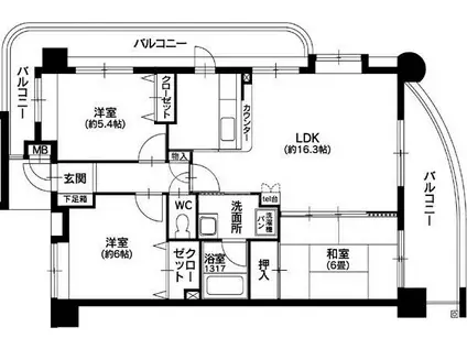 プリーマヴィラ井尻(3LDK/3階)の間取り写真