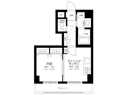 K・・中目黒(1DK/7階)の間取り写真