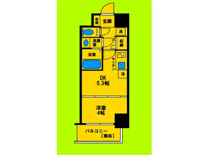 CREST COURT 江坂垂水町(1DK/3階)の間取り写真