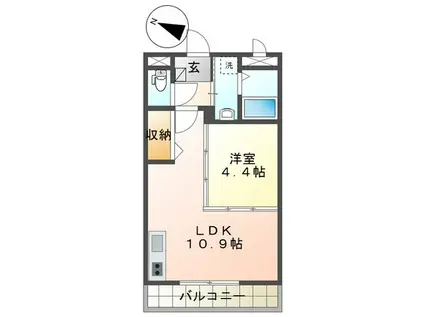 ピュアガーデン美穂(1LDK/2階)の間取り写真