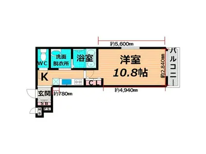 フジパレス城東中央(1K/2階)の間取り写真