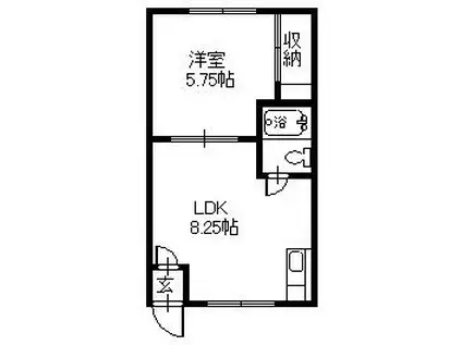 ニューマンション10(1DK/2階)の間取り写真