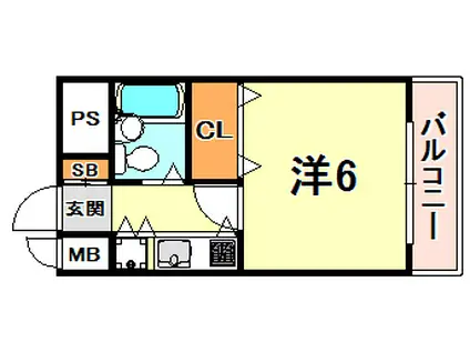 ロマネスク甲南(1K/6階)の間取り写真