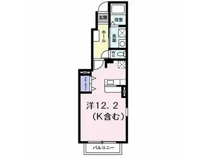 セレノ・カーサ A(ワンルーム/1階)の間取り写真