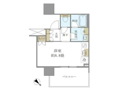 BRILLIA TOWER 浜離宮 ブリリアタワー浜離宮(ワンルーム/6階)の間取り写真