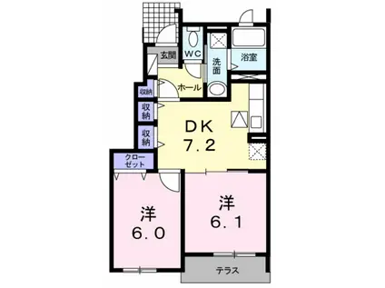 ベネフィット レジデンスIII B(2DK/1階)の間取り写真