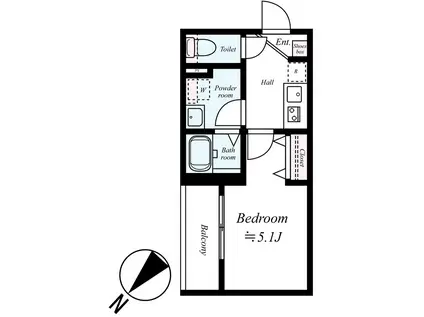 GRADUS柏II(1K/1階)の間取り写真