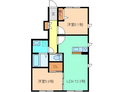 マロニエ A(2LDK/1階)の間取り写真
