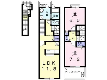 レザンII(2LDK/2階)の間取り写真