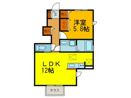 エルカミーノレアル(1LDK/1階)の間取り写真