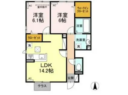 ブランジュールII(2LDK/1階)の間取り写真