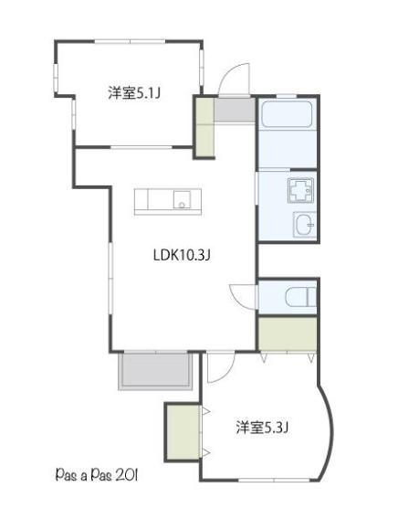 パ・ザ・パ(2LDK/2階)の間取り写真