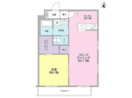 アムール大岡山(1LDK/3階)の間取り写真