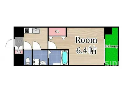 レジュールアッシュ大阪城北(1K/13階)の間取り写真