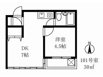 ワールドパレス不動前(1DK/1階)の間取り写真