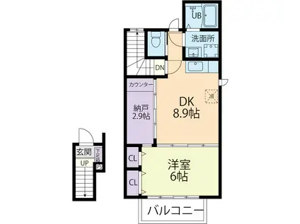 PRIMEVERE A(1LDK/2階)の間取り写真
