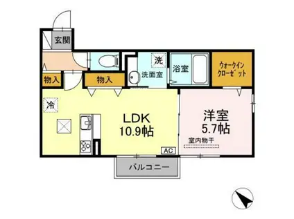 ヴァンベール I棟(1LDK/1階)の間取り写真