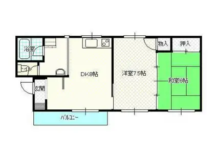 リバーハイツイシダ(2DK/1階)の間取り写真