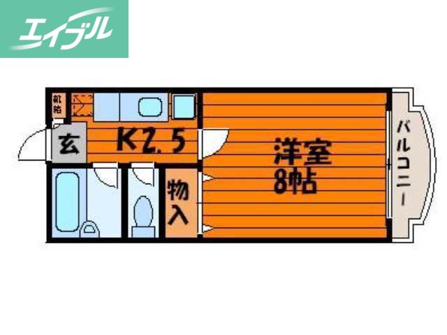 リーセント大和町(1K/2階)の間取り写真