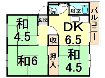 伊丹鴻池(3DK/3階)の間取り写真