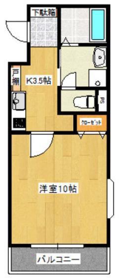 カサグランデII(1K/2階)の間取り写真