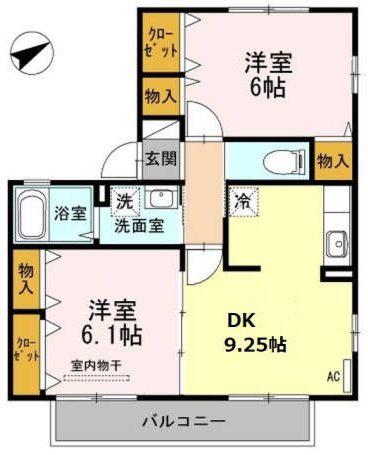 セジュール堅田(2LDK/2階)の間取り写真