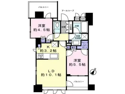 ジオ赤坂丹後町(2LDK/6階)の間取り写真