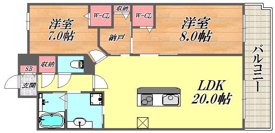 イーグル山手(2LDK/2階)の間取り写真