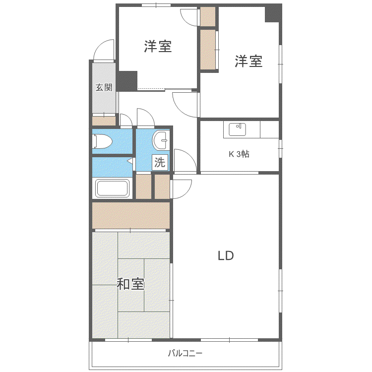 マンションE・S(2SLDK/3階)の間取り写真
