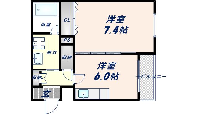ウエストヴィラージュ(1DK/3階)の間取り写真