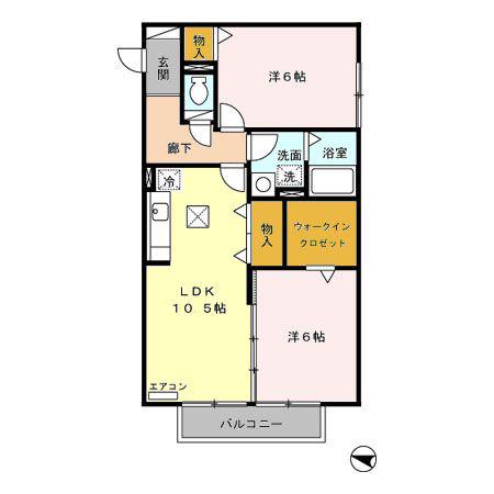 コートクレアール(2LDK/1階)の間取り写真
