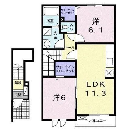 アルカンシエル・ド・ナナ I(2LDK/2階)の間取り写真