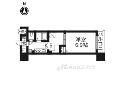 エステムコート京都河原町プレジール(1DK/10階)の間取り写真