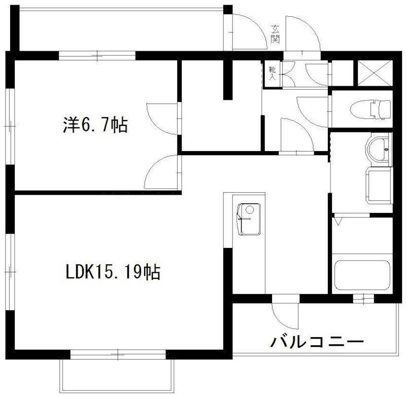 カシオペア(1LDK/4階)の間取り写真