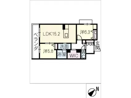 アンビエラ八事(2LDK/2階)の間取り写真