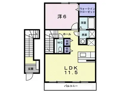 ジェントリ- U(1LDK/2階)の間取り写真