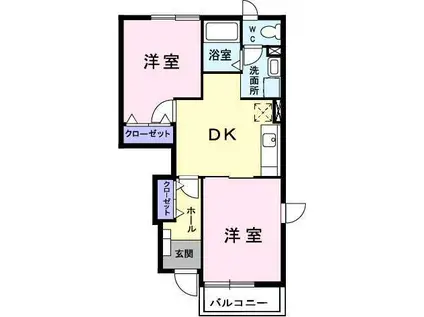 ウォーターフィールド C(2DK/1階)の間取り写真