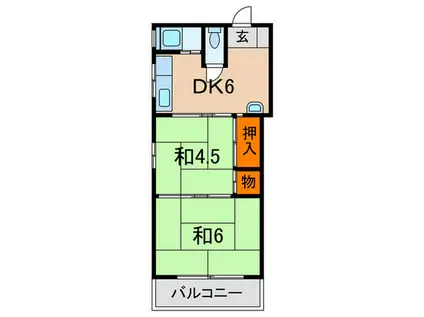 篠原パールハイツ(2DK/2階)の間取り写真
